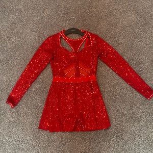 red sequin dance costume